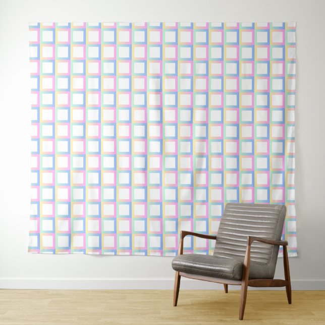 Weiße symmetrische Prüfmuster Wandteppich (Beispiel (Horizontal))