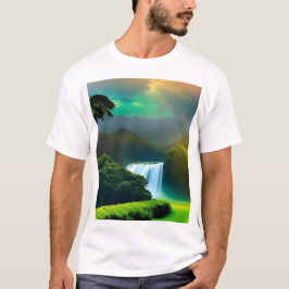 Weiße T - Shirt, mediterran tropisch T-Shirt