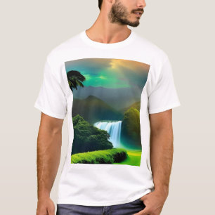 Weiße T - Shirt, mediterran tropisch T-Shirt