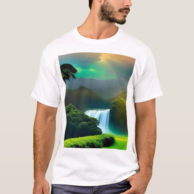 Weiße T - Shirt, mediterran tropisch T-Shirt (Vorderseite)