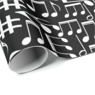 Weiße tanzende Noten Musiker Musikliebhaber Geschenkpapier
