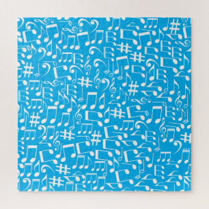 Weiße tanzende Noten Musiker Musikliebhaber Puzzle
