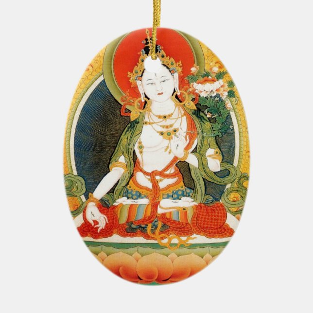 WEISSE TARA-BUDDHIST-GOTTHEIT KERAMIKORNAMENT (Vorne)