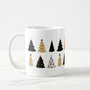 Weiße Tasse/Cups in Schwarz und Gold Weihnachtsbau Kaffeetasse