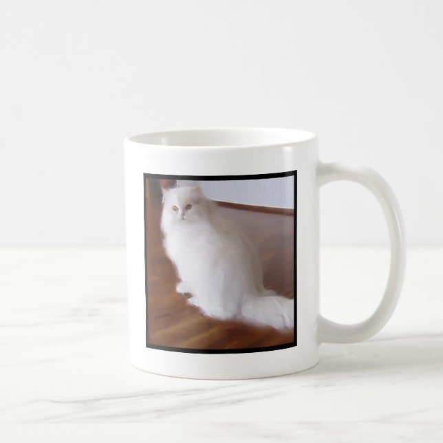 Weiße Tasse der persischen Katze (Rechts)