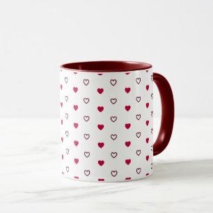 Weiße Tasse – Dunkelrote Herzen