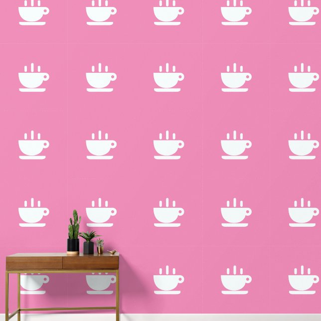 Weiße Tasse Java rosa Küche Tapete (Korridor)