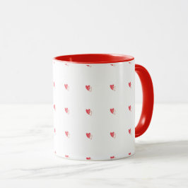 Weiße Tasse – Kleine rote Herzen mit gefüllten Zen