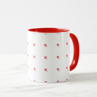 Weiße Tasse – Kleine rote Herzen mit gefüllten Zen