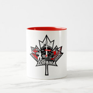Weiße Tasse mit Ahornblatt von Kanada-Entwurf