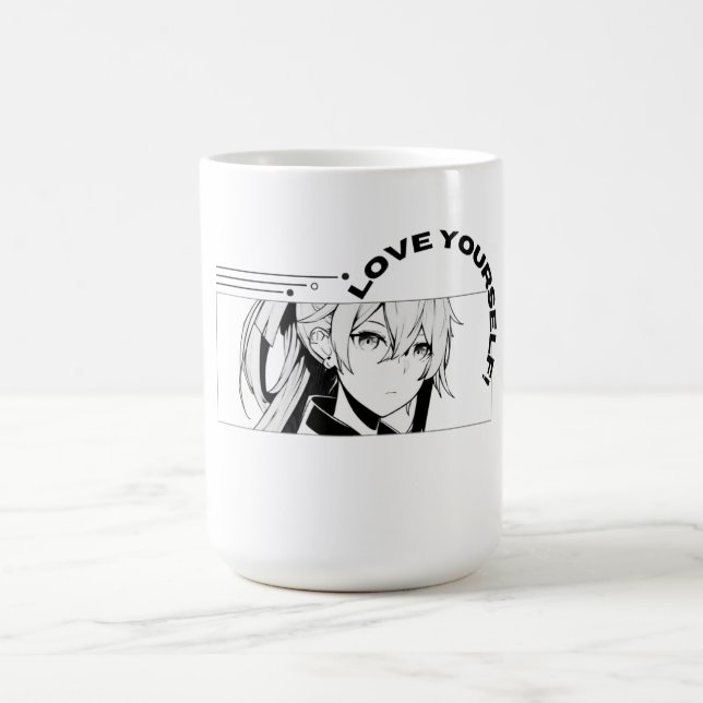 Weiße Tasse mit Anime-Design | Ästhetisches Anime (Zentrum)