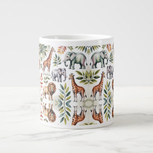 Weiße Tasse mit einem lebendigen Dschungeltier