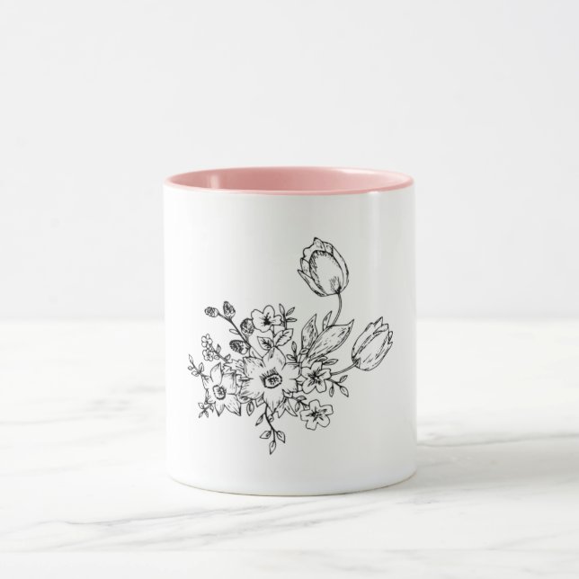 Weiße Tasse mit handgefertigtem Design (Zentrum)