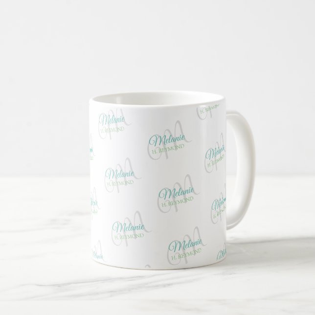 Weiße Tasse mit ihrem Namen und Erstallover (VorderseiteRechts)