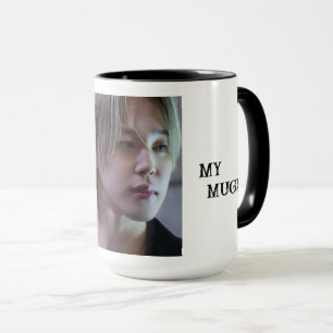 Weiße Tasse mit Jimin-Bild