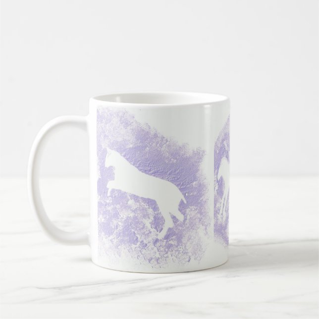 Weiße Tasse mit Pferdedesign (Links)