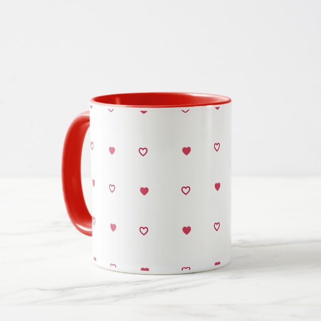 Weiße Tasse – Rote & Hohle Herzen (Vorderseite Links)