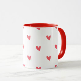 Weiße Tasse – Wellige rote Herzen