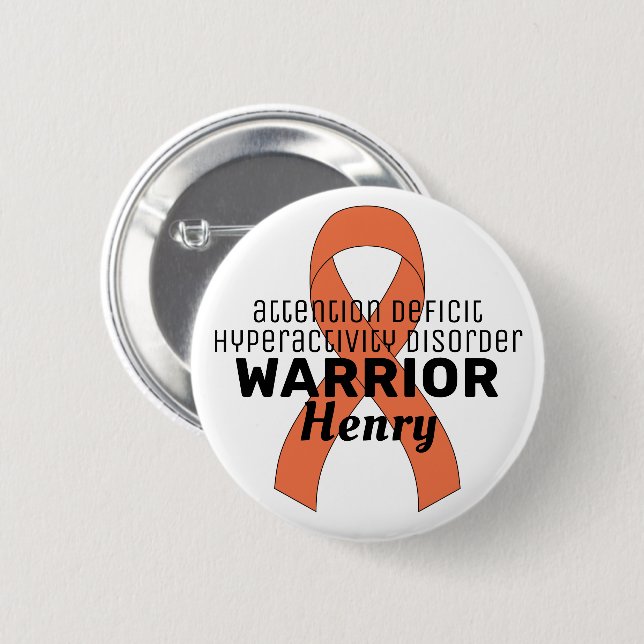 Weiße Taste für den ADHD-Warrior Ribbon Button (Vorne & Hinten)