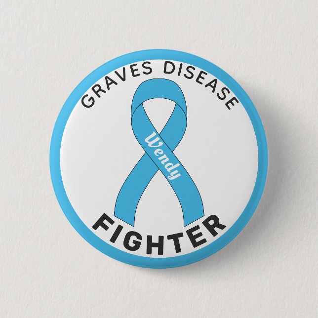 Weiße Taste für Graves Disease Fighter Ribbon Button (Vorderseite)