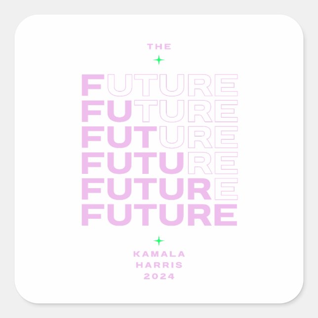 Weiße Taste für Kamala Harris "The Future"-Logo Quadratischer Aufkleber (Vorderseite)