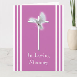 Weiße Taube am Kreuz   Beileid personalisieren Karte