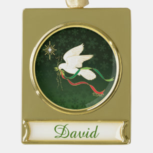 Weiße Taube Banner-Ornament Gold