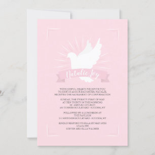 Weiße Taube in rosa religiöse Einladung