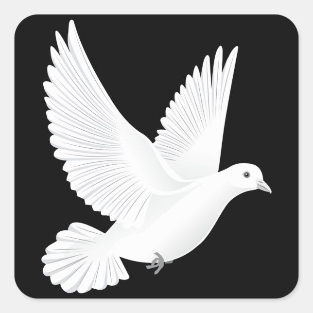Weiße Taube Quadratischer Aufkleber (Vorderseite)