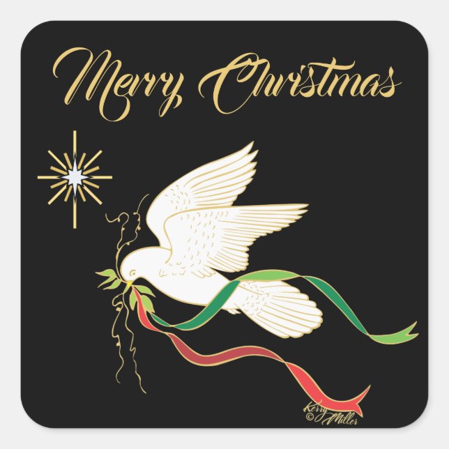 Weiße Taube Quadratischer Aufkleber (Vorderseite)