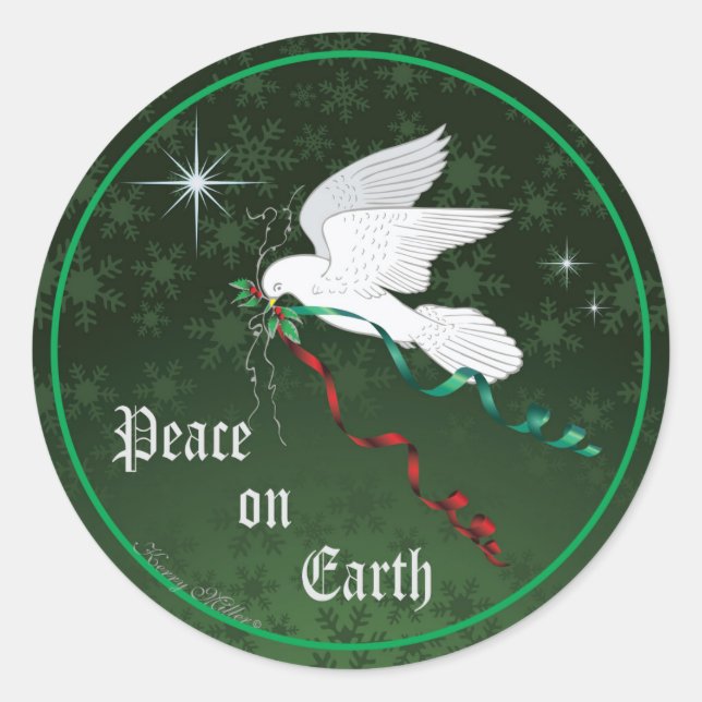 Weiße Taube Runder Aufkleber (Vorderseite)