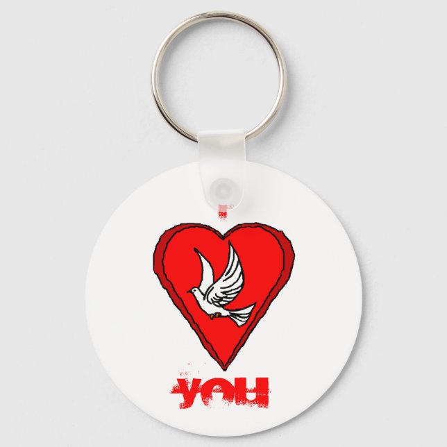 Weiße Taube Schlüsselanhänger (Vorderseite)