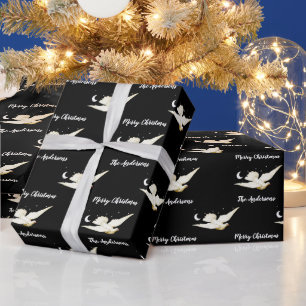 Weiße Taube Sterne Mond Frohe Weihnachten Ihr Name Geschenkpapier
