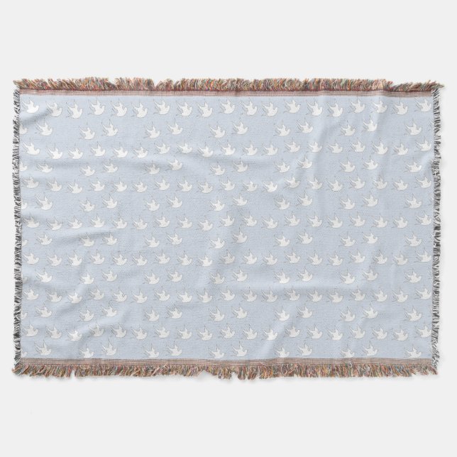 Weiße Tauben auf blass blau Decke (Vorderseite)