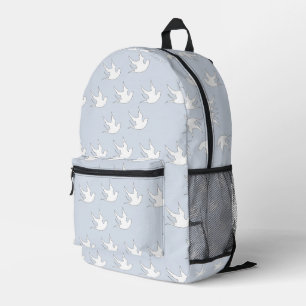 Weiße Tauben auf blau Bedruckter Rucksack