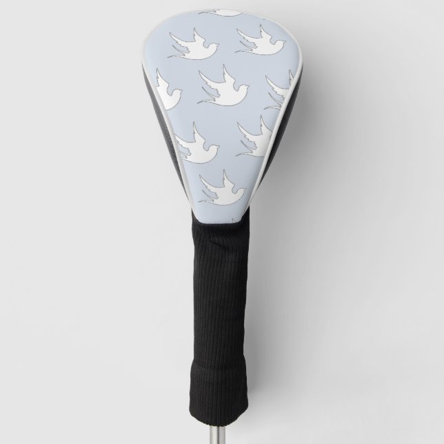 weiße Tauben auf blau Golf Headcover (Vorderseite)