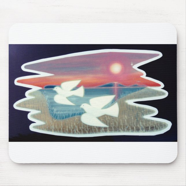 Weiße Tauben fliegen Mousepad (Vorne)