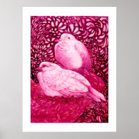 WEIßE TAUBEN IN ROSA FUCHSIE
