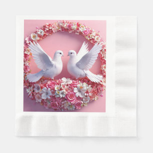 Weiße Tauben Romantische Bridal Shower & Rezeption Serviette