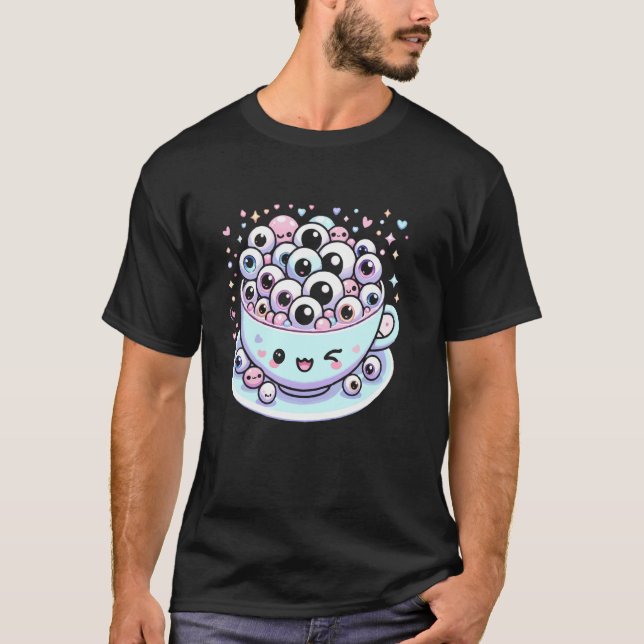 Weiße Tee Pun Weidcore Ästhetische Eyeball Tee Lie (Vorderseite)