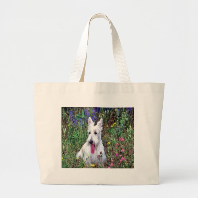 Weiße Terrier-Taschen-Tasche Jumbo Stoffbeutel (Vorne)