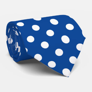Weiße, tiefblaue Polka-Punktmuster Krawatte