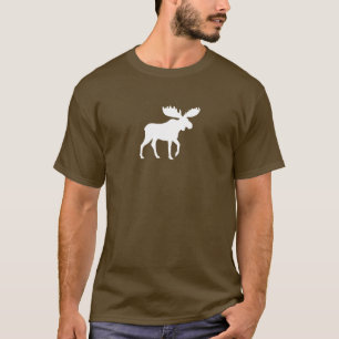 Weiße Tier-wildes Tier der Elch-Silhouette-  T-Shirt