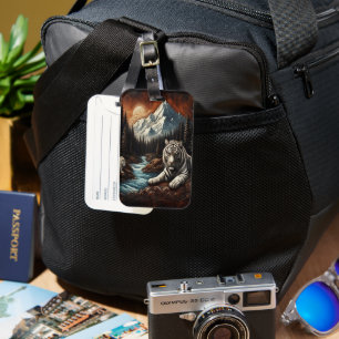 Weiße Tiger am Fluss Gepäckanhänger