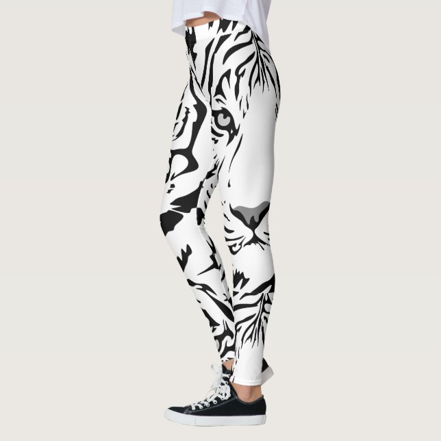 Weiße Tiger-Druck-Leggings Leggings (Links)