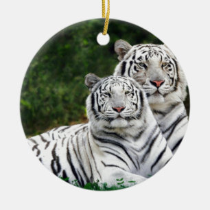 Weiße Tiger Keramikornament
