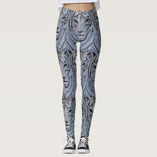 WEISSE TIGER LEGGINGS VON PAULA REILLY. (Vorderseite)