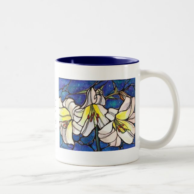 Weiße Tiger-Lilien-Blumen-beflecktes Zweifarbige Tasse (Rechts)