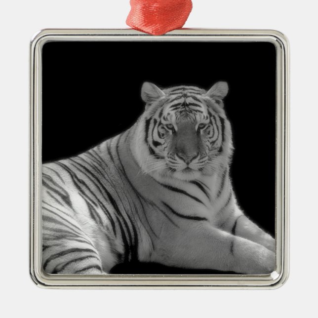 Weiße Tiger Ornament Aus Metall (Vorne)