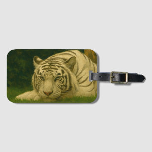 Weiße Tiger-Ruhen im Wald-Schatten Gepäckanhänger